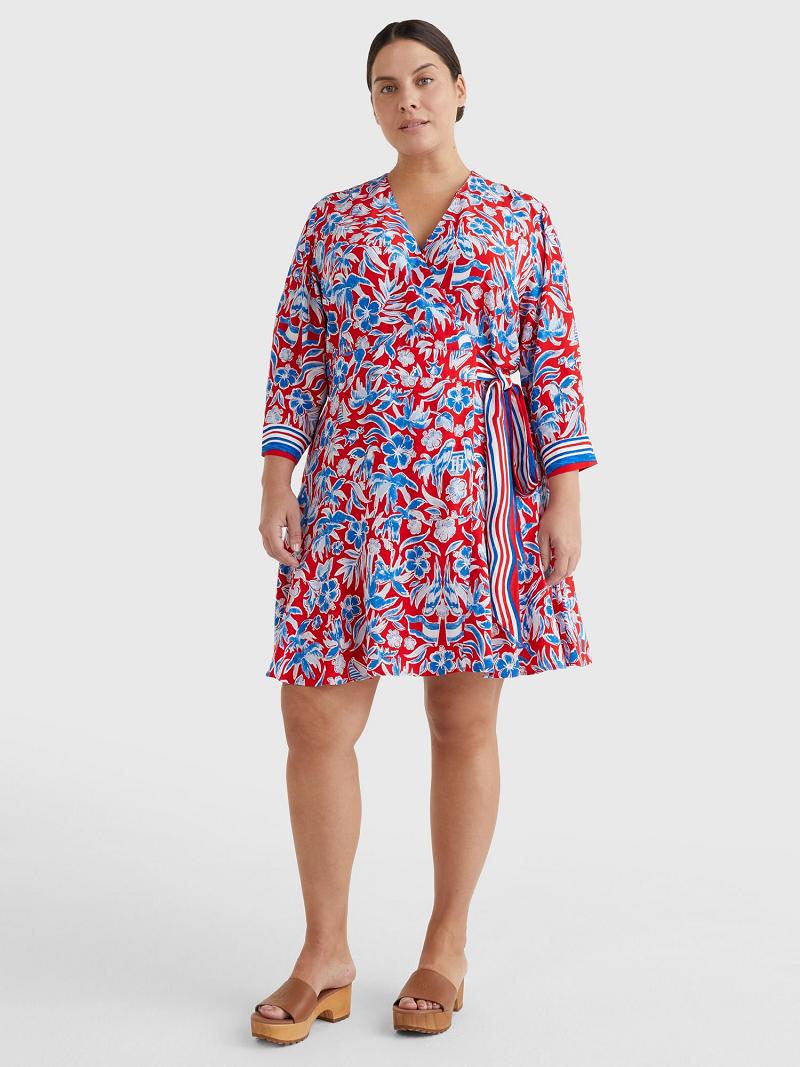 Női Tommy Hilfiger Curve Floral Wrap Dresses Színes | HU 54AHK